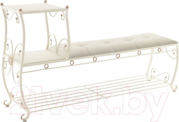 Изображение товара Банкетка AMC 8(1400)33 с этажеркой (слоновая кость/бежевый)