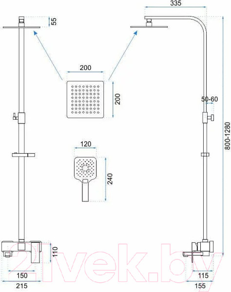 Изображение товара Душевая система со смесителем REA P9861
