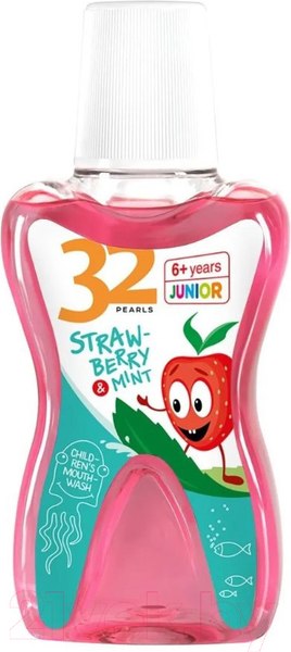 Изображение товара Ополаскиватель для полости рта детский Modum 32 жемчужины Junior Земляника и мята 6+ (245мл)