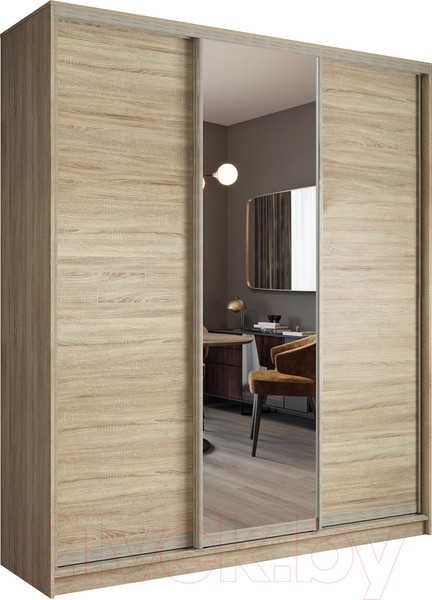 Изображение товара Шкаф-купе Евва 203 SSH.12 / АЭП ШК.3 02 (дуб сонома/дуб сонома/дуб шато)