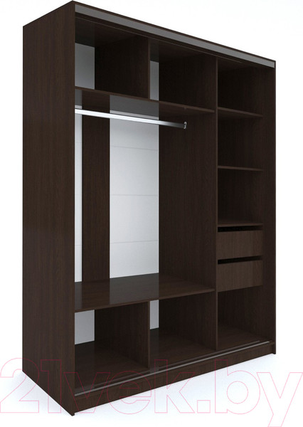 Изображение товара Шкаф-купе Евва 176 VHG.01 / АЭП ШК.3 03 (венге/дуб шамони светлый/венге глянец)