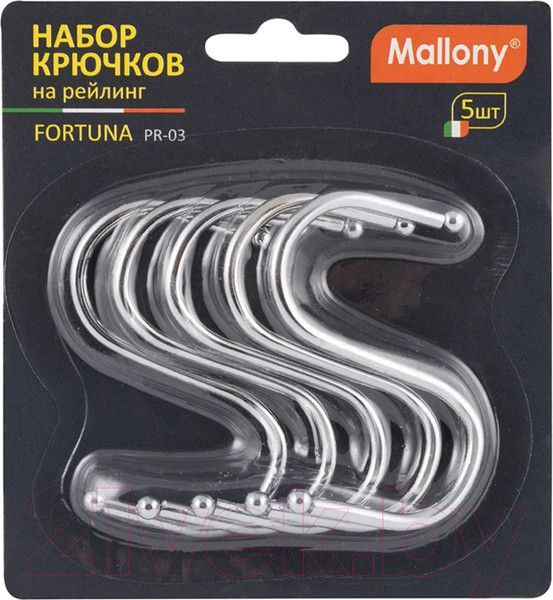 Изображение товара Набор крючков для рейлинга Mallony Fortuna PR-03 / 008436 (5шт)