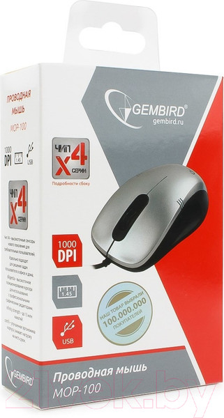 Изображение товара Мышь Gembird MOP-100-S (серебристый)
