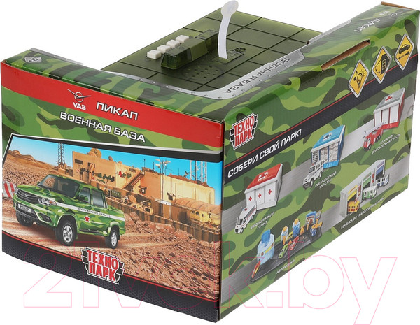 Изображение товара Гараж игрушечный Технопарк Военная база UAZ Pickup / GARAGE-22SL1XCAR-MIL