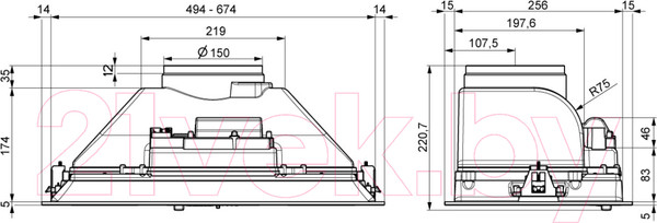 Изображение товара Вытяжка скрытая Elikor Врезной блок Breeze 70Н-450-П3Д / 162280 (нержавеющая сталь)