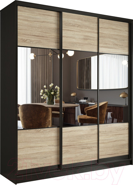 Изображение товара Шкаф-купе Евва 176 VSG.01 / АЭП ШК.3 03 (венге/дуб сонома/венге глянец)