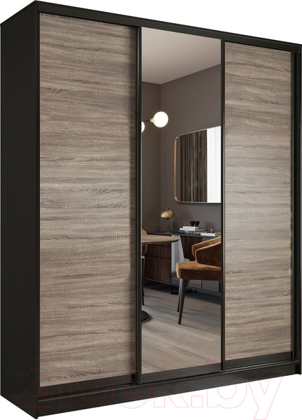 Изображение товара Шкаф-купе Евва 203 VTG.12 / АЭП ШК.3 02 (венге/дуб трюфель/венге глянец)