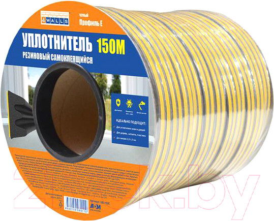 Изображение товара Лента уплотнительная 4Walls E-профиль / UBL150E (150м, черный)