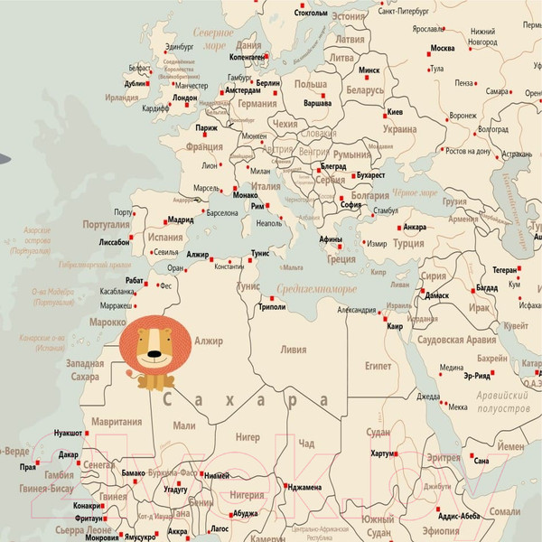 Изображение товара Фотообои листовые Citydecor Карта мира Флаги и планеты (100x260)