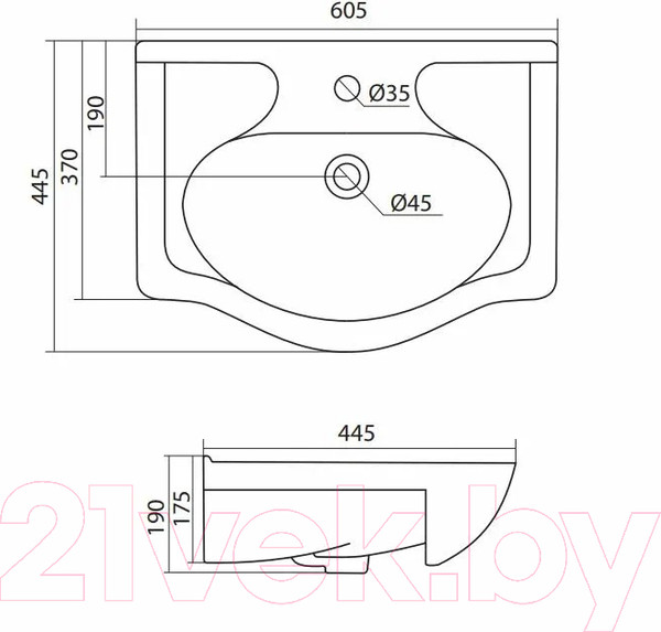 Изображение товара Тумба с умывальником Onika Луна 60.106 106005 + Селигер 1WH110268