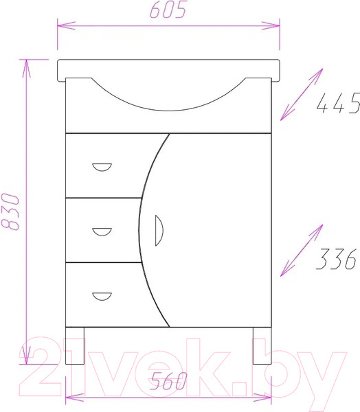 Изображение товара Тумба с умывальником Onika Луна 60.106 106005 + Селигер 1WH110268