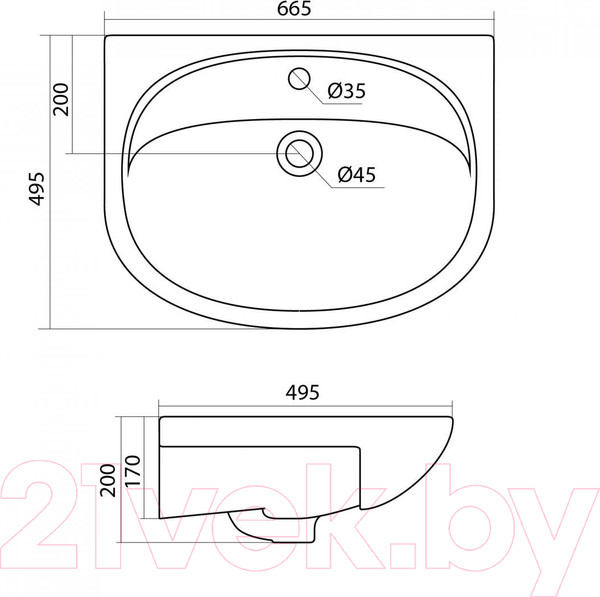 Изображение товара Тумба с умывальником Onika Стелла 65.12 106503 + Стелла 1WH110174