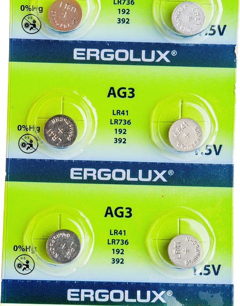 Изображение товара Комплект батареек Ergolux AG 3  BL-10 / 14314