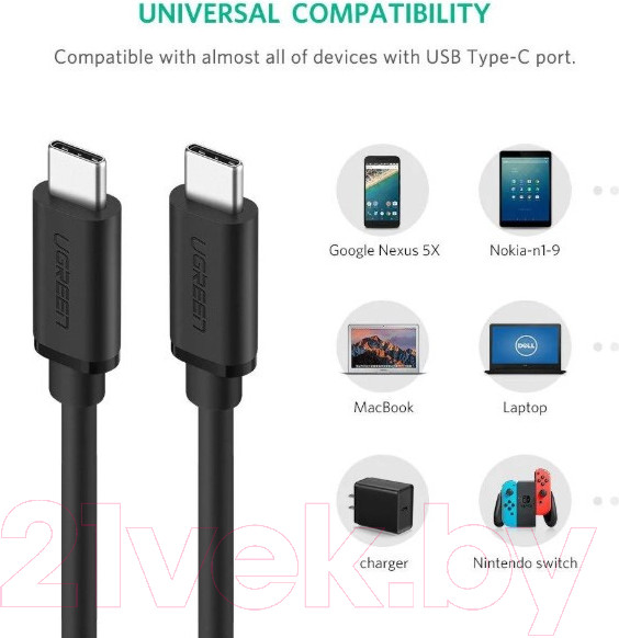 Изображение товара Кабель Ugreen US286 / 50997 (1м, черный)