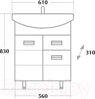 Изображение товара Тумба с умывальником Onika Балтика 60.12 (106041 + 1WH110246)