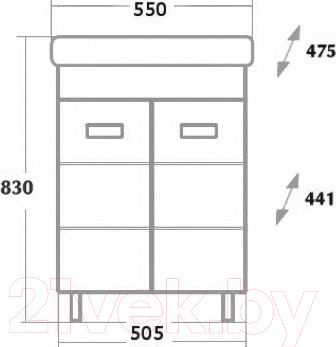 Изображение товара Тумба с умывальником Onika Балтика-Квадро 55.10 105521 + Тигода 1WH302126