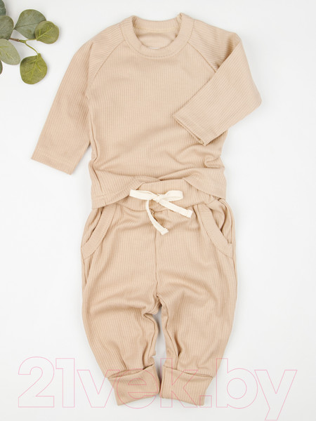 Изображение товара Костюм для малышей Amarobaby Fashion / AB-OD21-FS11/03-86 (бежевый, р. 86)