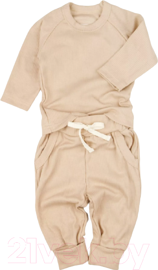 Изображение товара Костюм для малышей Amarobaby Fashion / AB-OD21-FS11/03-92 (бежевый, р. 92)