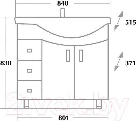 Изображение товара Тумба с умывальником Onika Эльбрус 82.10 R 108202 + Коралл 83 1WH110228