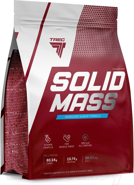 Изображение товара Гейнер Trec Nutrition Solid Mass (3кг, клубника)