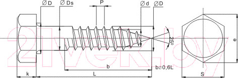 Изображение товара Саморез ЕКТ С шестигранной головкой 6.0x50 DIN 571 острый / 5800292 (100шт, нержавеющая сталь)