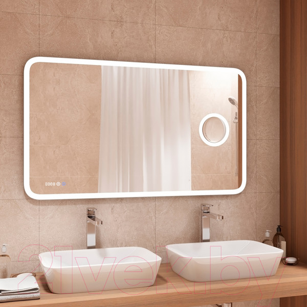 Изображение товара Зеркало Континент Bliss Led 120x70 (с увеличительным зеркалом и часами)