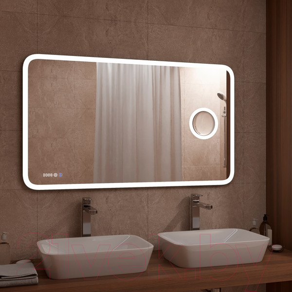 Изображение товара Зеркало Континент Bliss Led 120x70 (с увеличительным зеркалом и часами)