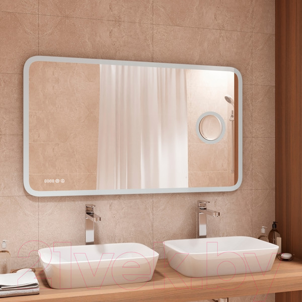 Изображение товара Зеркало Континент Bliss Led 120x70 (с увеличительным зеркалом и часами)