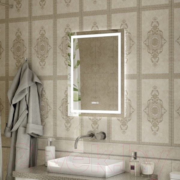 Изображение товара Зеркало Континент Verte Led 50x70 (с часами и датчиком движения)