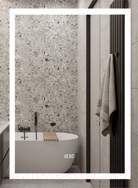 Изображение товара Зеркало Континент Verte Led 70x90 (с часами и датчиком движения)