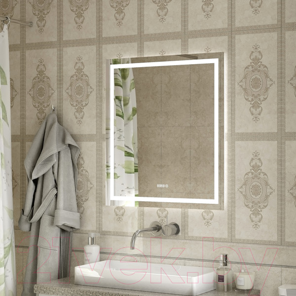 Изображение товара Зеркало Континент Verte Led 80x90 (с часами и датчиком движения)