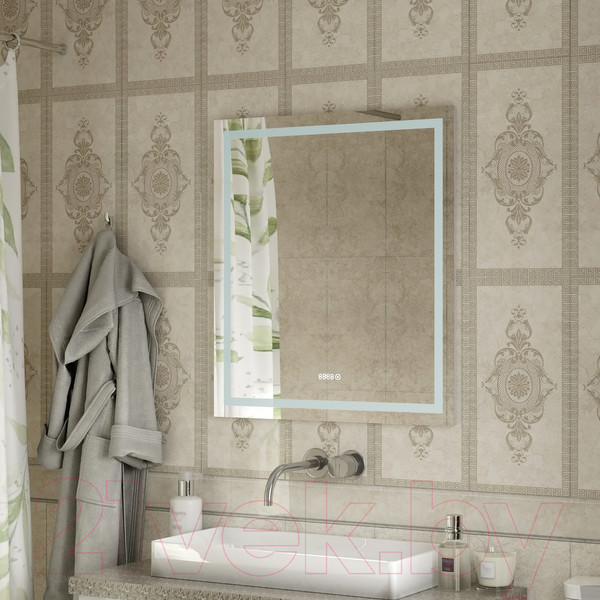 Изображение товара Зеркало Континент Verte Led 80x90 (с часами и датчиком движения)