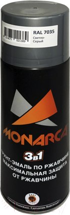 Изображение товара Грунт-эмаль Monarca По ржавчине 3в1 RAL 7035 (520мл, светло-серый)