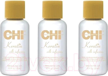 Изображение товара Сыворотка для волос CHI Keratin Silk Infusion Восстанавливающая с шелком и кератином (3x15мл)