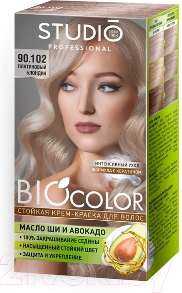 Изображение товара Крем-краска для волос Studio Professional BIOcolor 90.102 (платиновый блондин)
