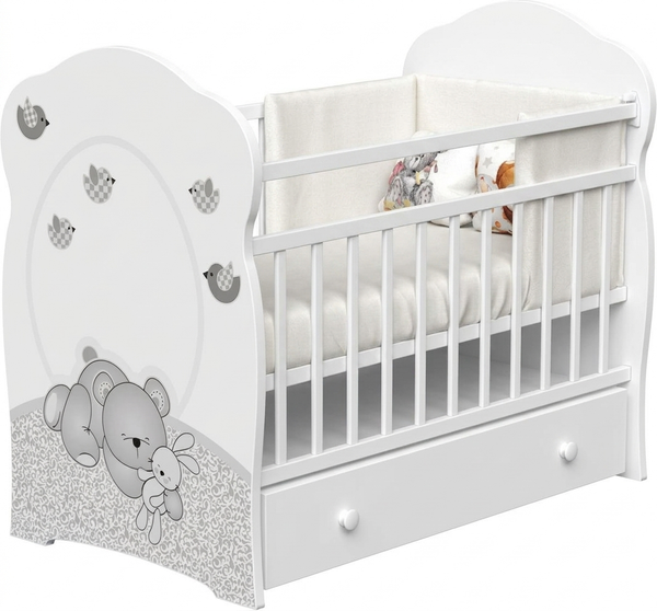 Изображение товара Детская кроватка VDK Sleppy маятник и ящик (белый)