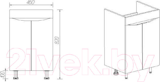 Изображение товара Тумба с умывальником Viant Рим Como 50 / VRIM50CO-T2ST + S-UM-COM50/1-w
