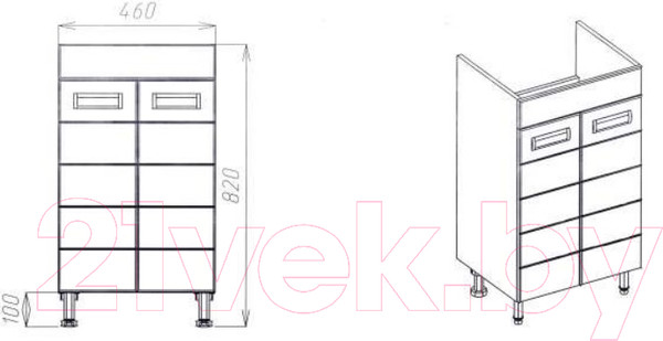 Изображение товара Тумба с умывальником Viant Вена Como 50 / VVEN50CO-T2ST + S-UM-COM50/1-w
