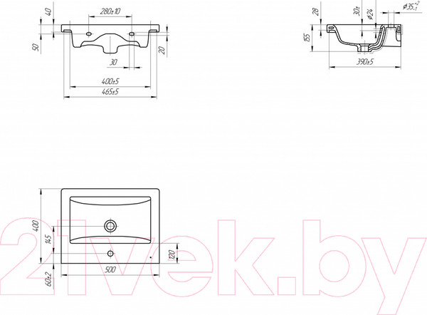 Изображение товара Тумба с умывальником Viant Вена Como 50 / VVEN50CO-T2ST + S-UM-COM50/1-w