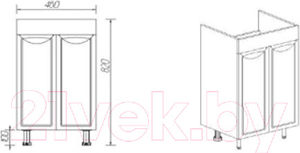Изображение товара Тумба с умывальником Viant Лима Como 50 / VLIM50CO-T2ST + S-UM-COM50/1-w
