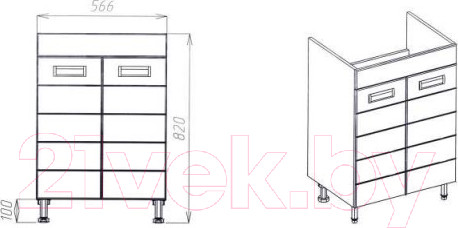 Изображение товара Тумба с умывальником Viant Вена Como 60 / VVEN60CO-T2ST + S-UM-COM60/1-w