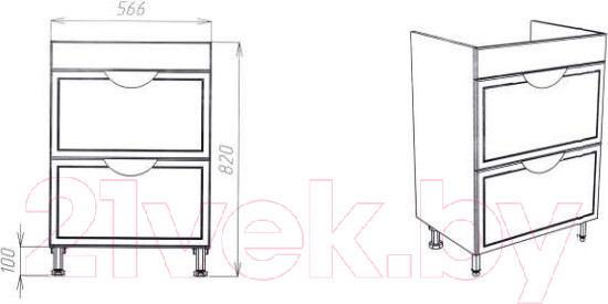 Изображение товара Тумба с умывальником Viant Лима Como 60 / VLIM60CO-T2Y + S-UM-COM60/1-w