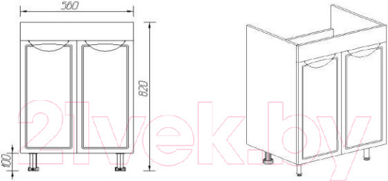 Изображение товара Тумба с умывальником Viant Лима Como 60 / VLIM60CO-T2ST + S-UM-COM60/1-w