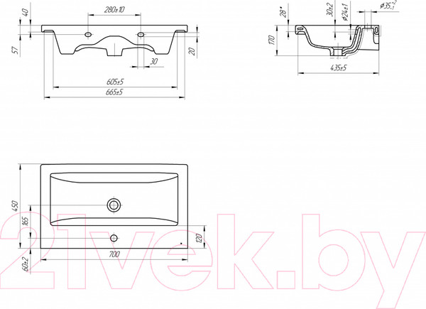 Изображение товара Тумба с умывальником Viant Лима Como 70 / VLIM70CO-T2Y + S-UM-COM70/1-w