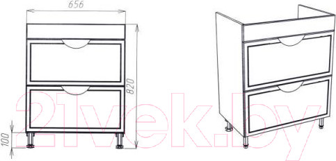 Изображение товара Тумба с умывальником Viant Лима Como 70 / VLIM70CO-T2Y + S-UM-COM70/1-w