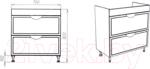 Изображение товара Тумба с умывальником Viant Лима Como 80 / VLIM80CO-T2Y + S-UM-COM80/1-w