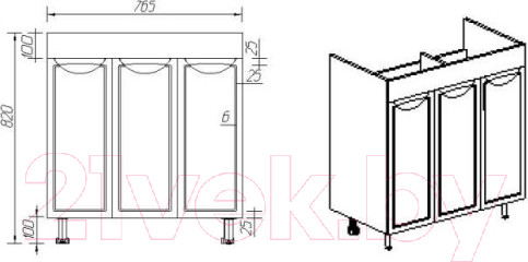 Изображение товара Тумба с умывальником Viant Лима Como 80 / VLIM80CO-T3ST + S-UM-COM80/1-w
