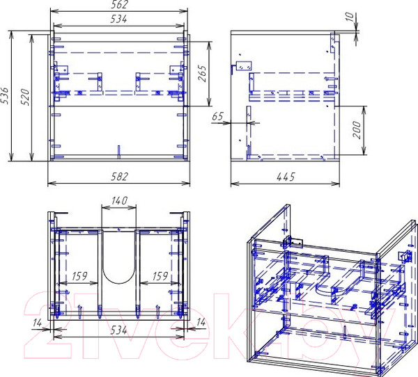 Изображение товара Тумба с умывальником Cersanit Louna 60 + Como 60