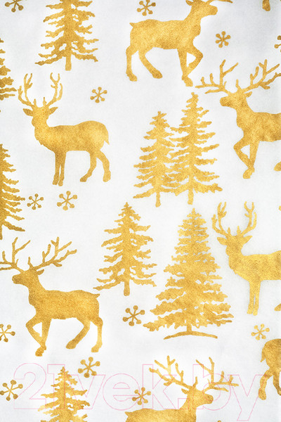 Изображение товара Набор бумаги для оформления подарков Erich Krause Decor Золотые олени / 49741