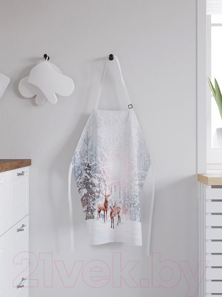 Изображение товара Кухонный фартук JoyArty Олени в снегу / ap-78647